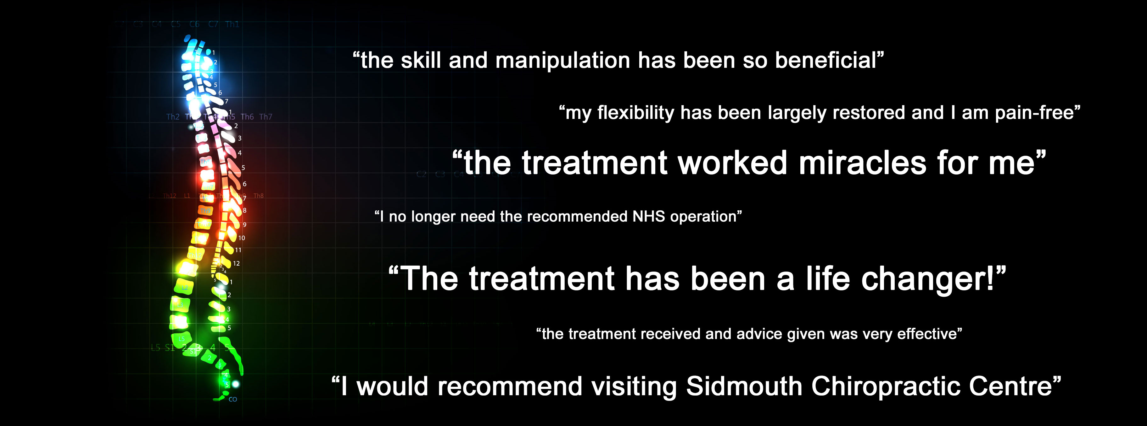 Reviews after treatment at Sidmouth Chiropractic Clinic